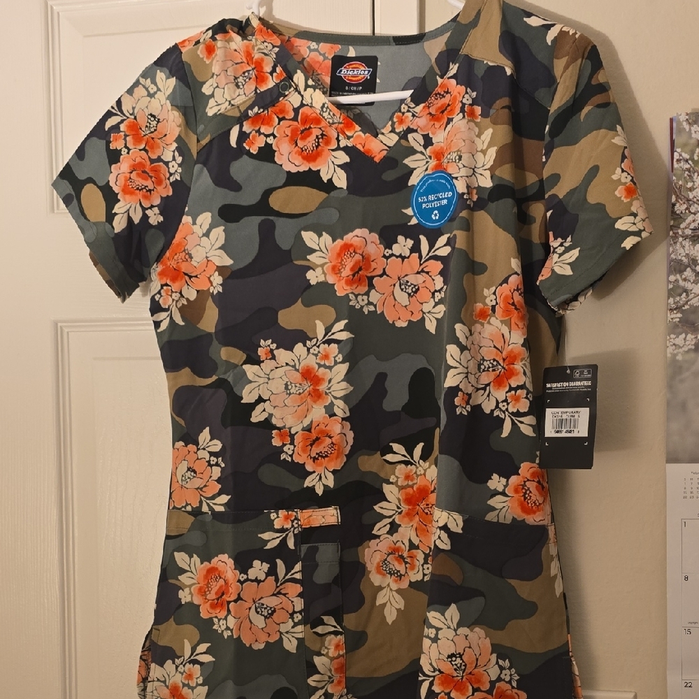 Dickies Floral Camo Scrub Top